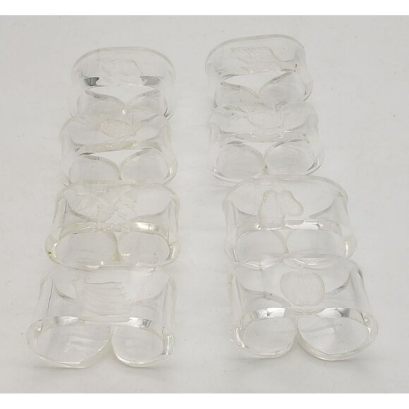 Clear Lucite Acrylic Oval Napkin Rings, Set of 8, Fruit carved inside, pineapple - Picture 2 of 7